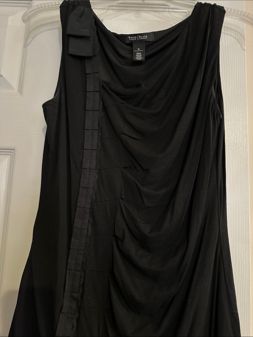 White House Black Market Black Draped Sleeveless top